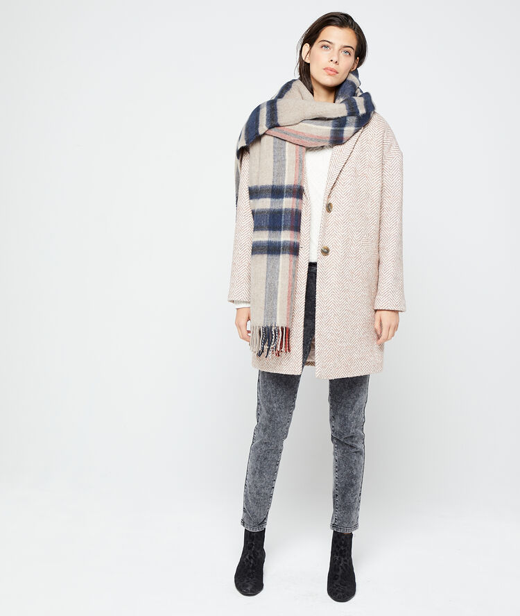 Plaid scarf in check indigo.