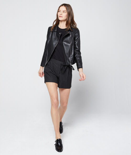 Polka dot tie shorts black.