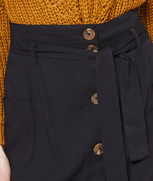 Midi skirt with button detail black.