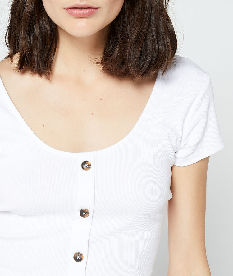 Button through t-shirt white.