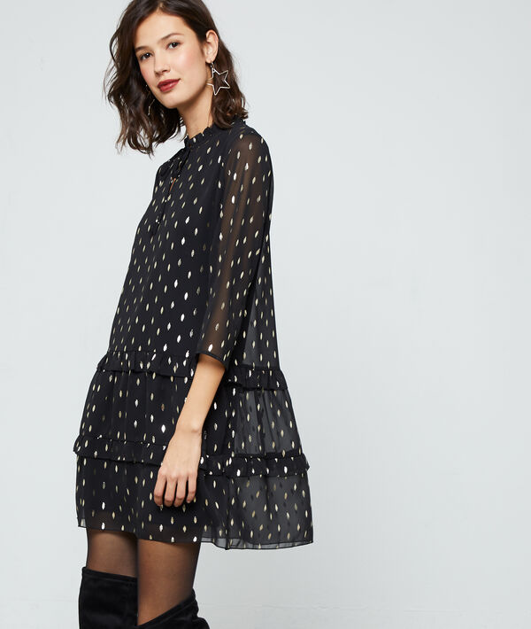 Dress with lining in feathers print Dress with lining in feathers print