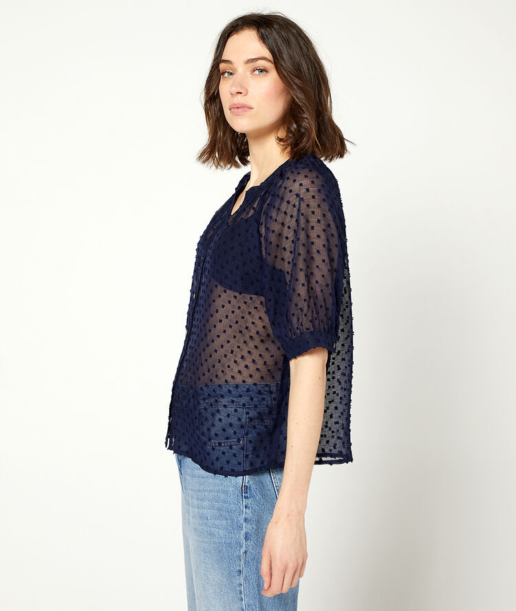 Blouse en plumetis marine.