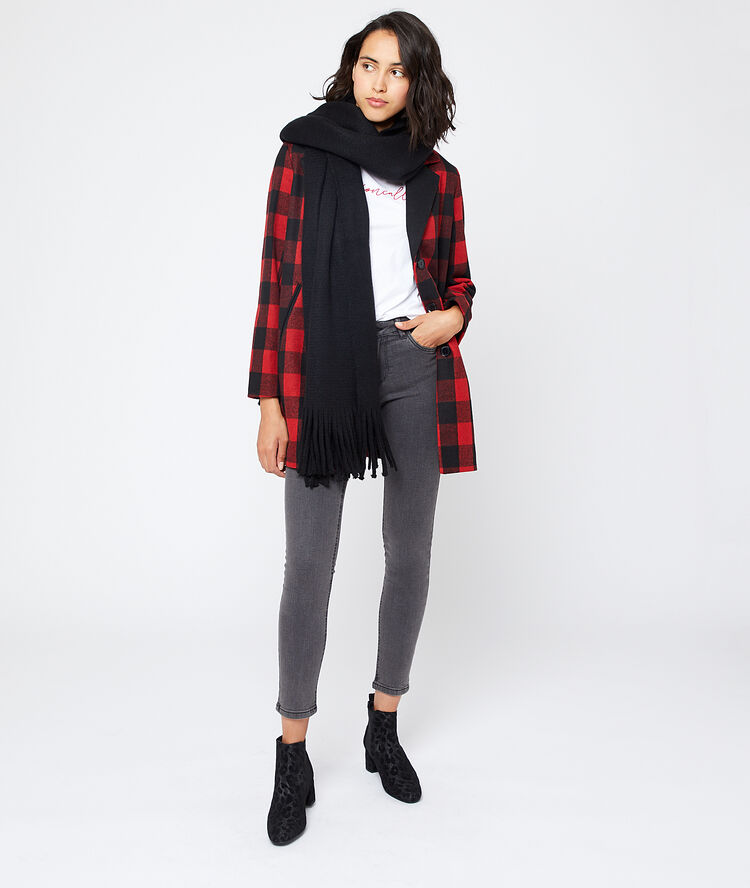 Manteau masculin à carreaux noir.
