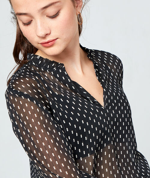 Sheer blouse with spot detail black.