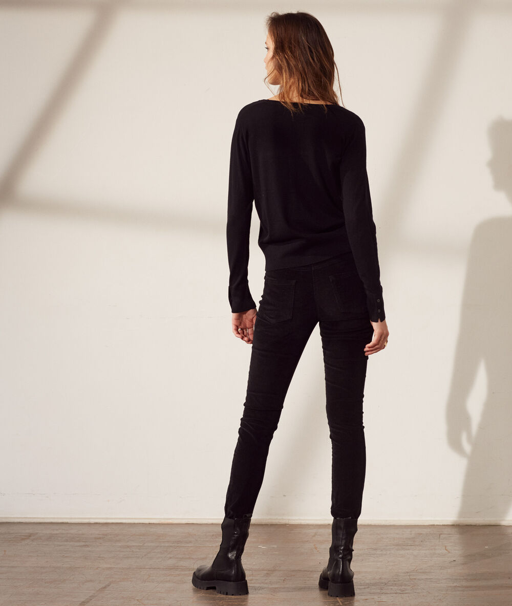 Pantalon en velours slim noir.