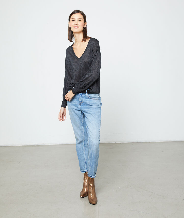 Fine knit metallic jumper black.