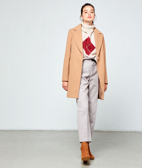 High waist belted trousers camel.