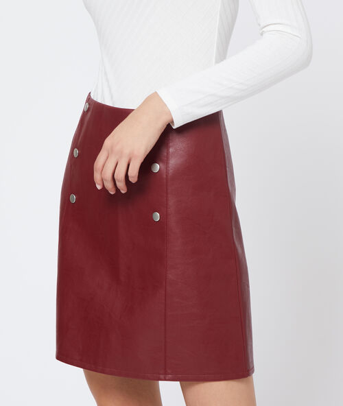 Leather look studded skirt burgandy.