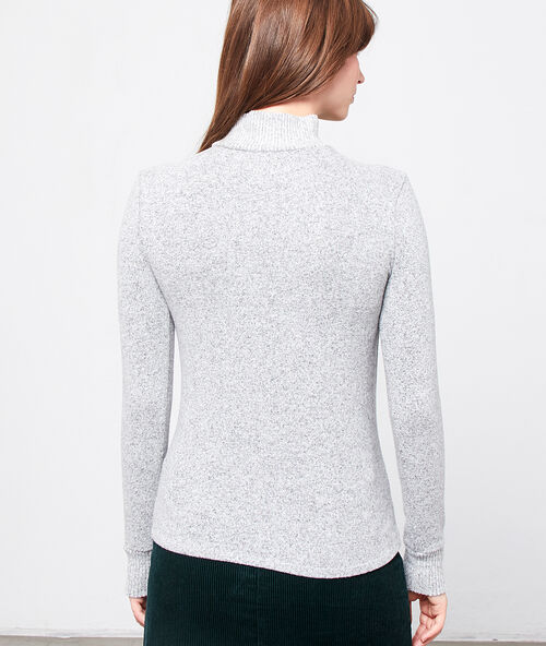 Pull &agrave; col roul&eacute; gris chine.