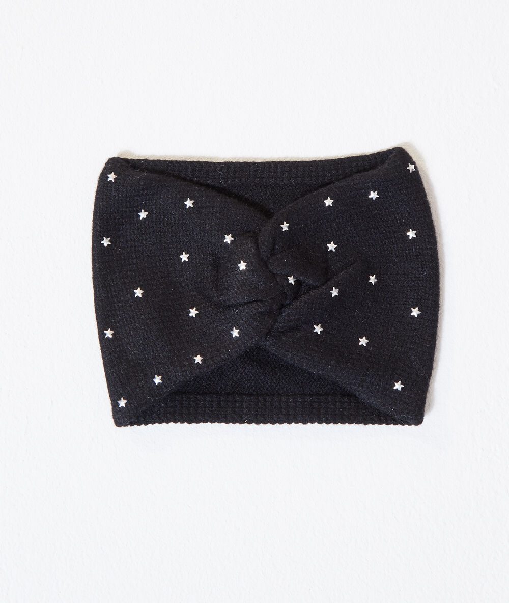 Ear warmer headband in a star pattern black.