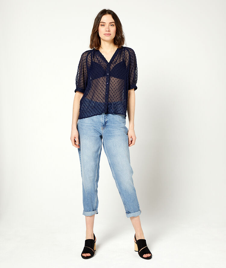 Blouse en plumetis marine.