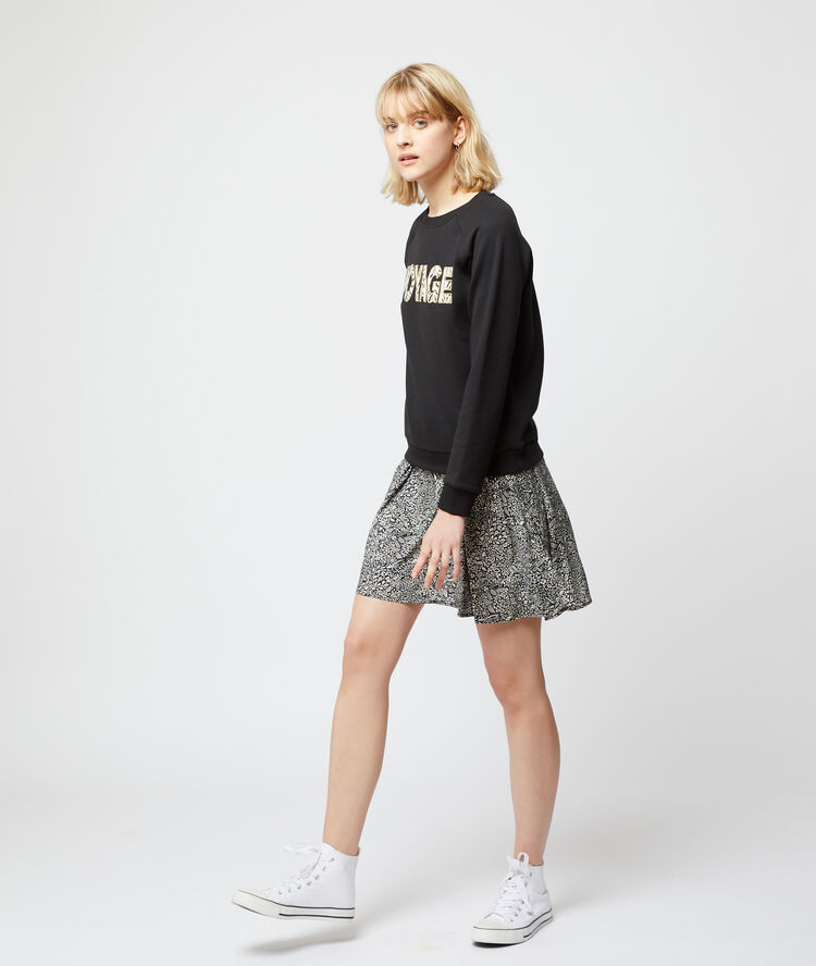 Floral print skater skirt black.