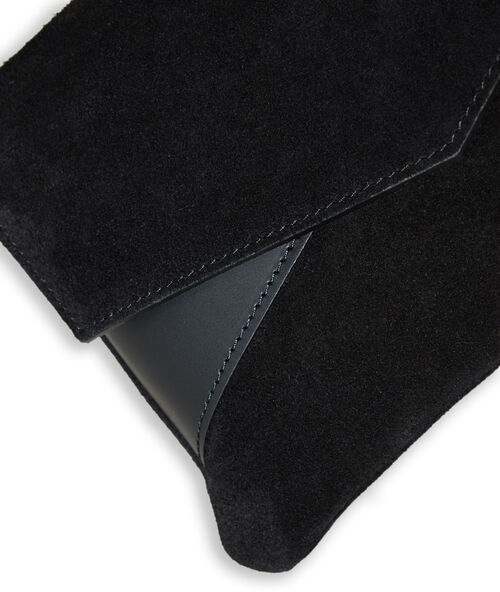 Suede effect clutch bag black.