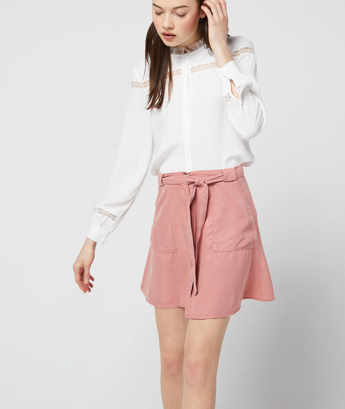Tencel® belted skirt rosewood.