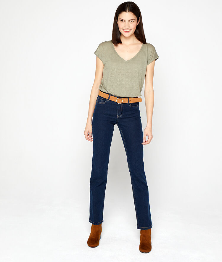 Split leather belt with round buckle savannah.