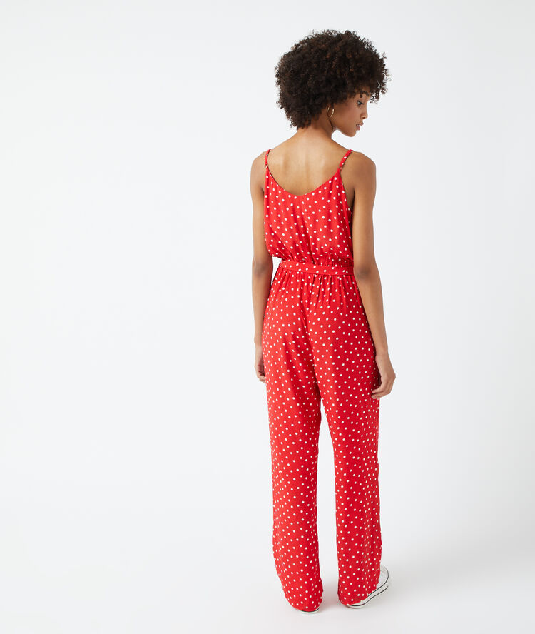 Jumpsuit in dots with thin straps geranium.