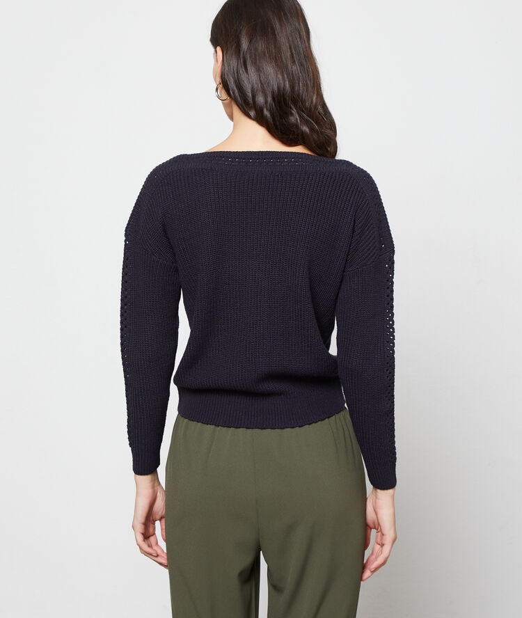 Jumper with cutwork sleeves navy.