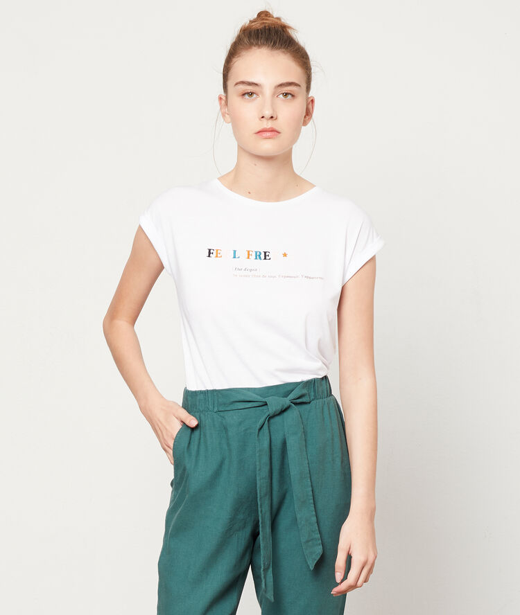 Feel free' embroidered t-shirt white.