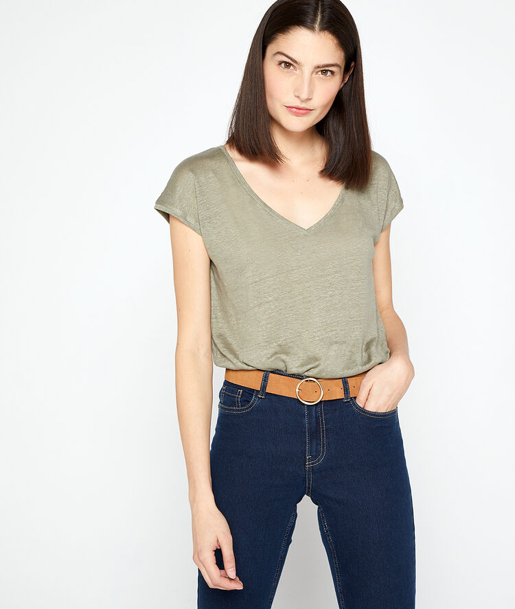 Split leather belt with round buckle savannah.