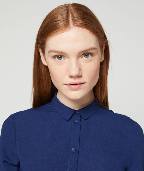 Slinky shirt dress navy blue.