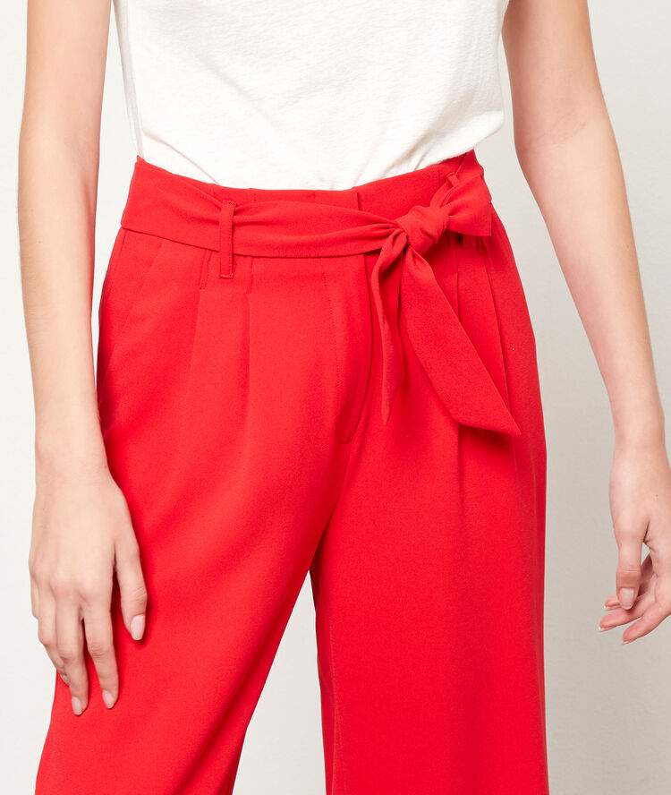 Wide leg trousers to tie geranium.