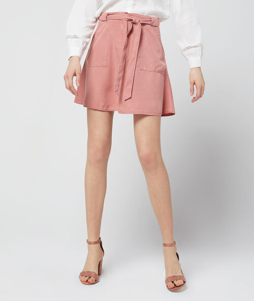 Tencel® belted skirt rosewood.