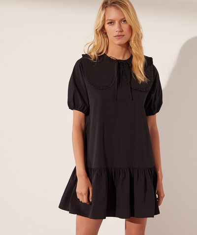 Balloon-sleeved dress with Peter Pan collar      