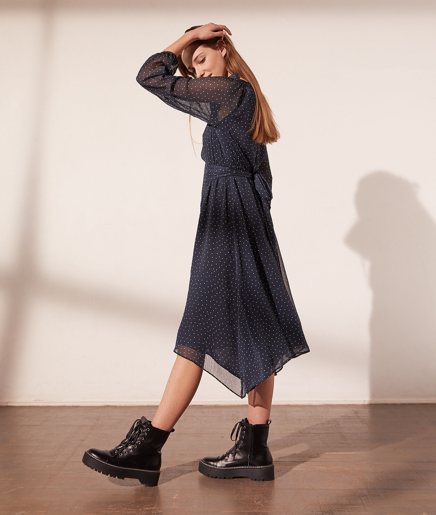 robe pois bleu