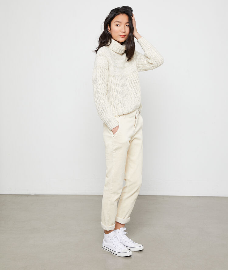 Maxi knit turtleneck jumper off white.