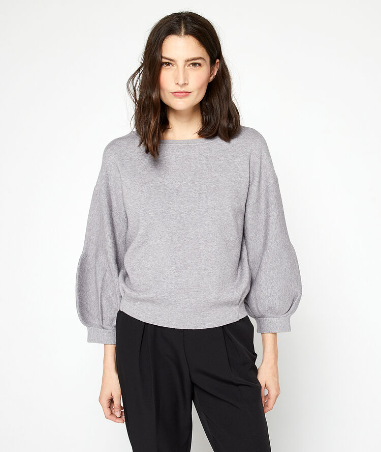 Balloon sleeves jumper light grey marl.