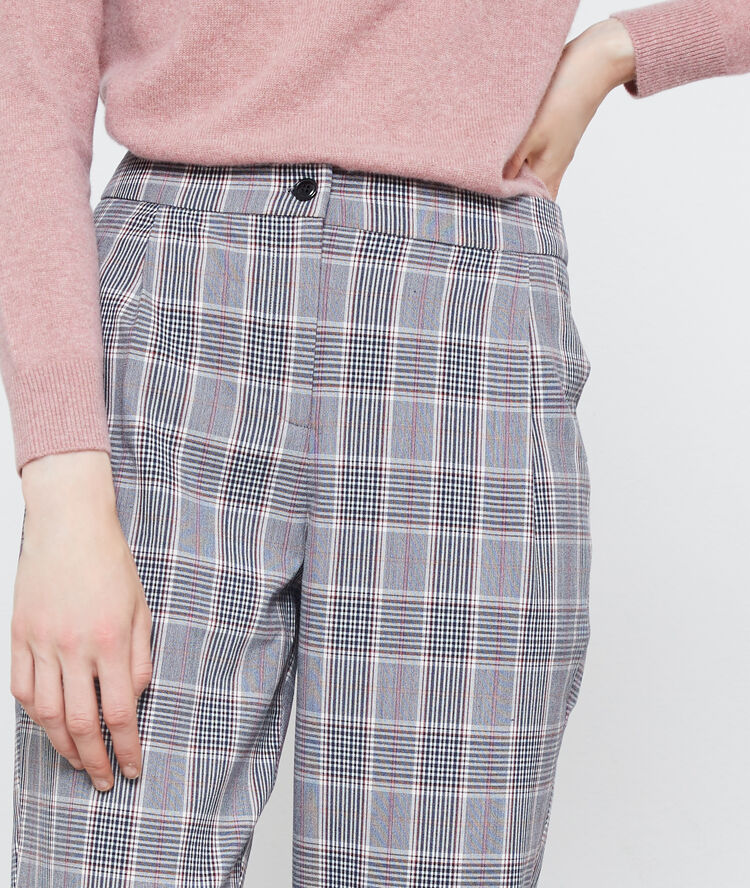 Tartan peg trousers black.