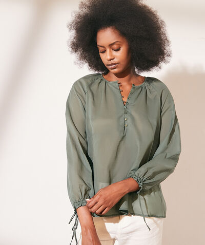Transparent cotton blouse