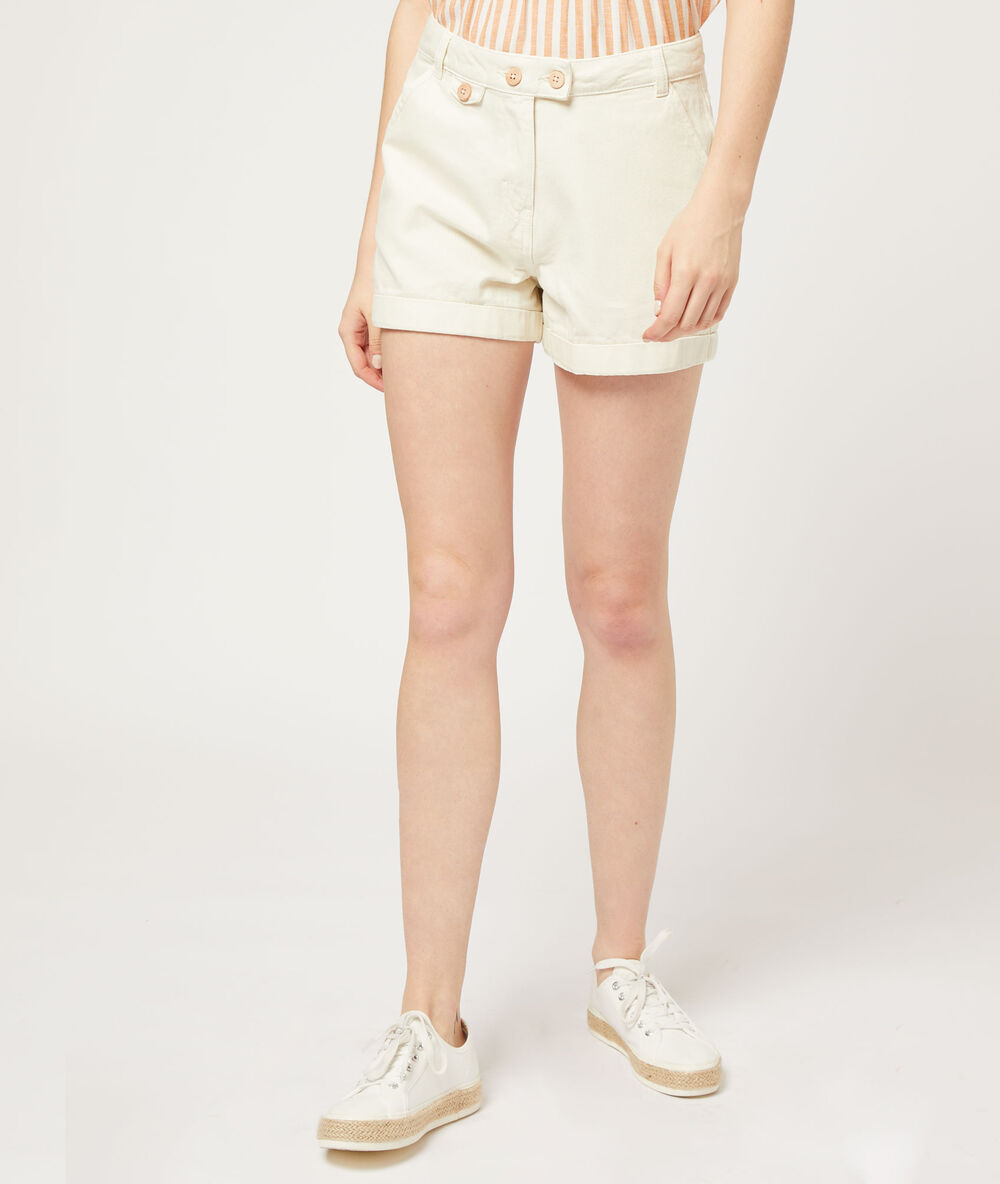 Shorts with pleat front off white.