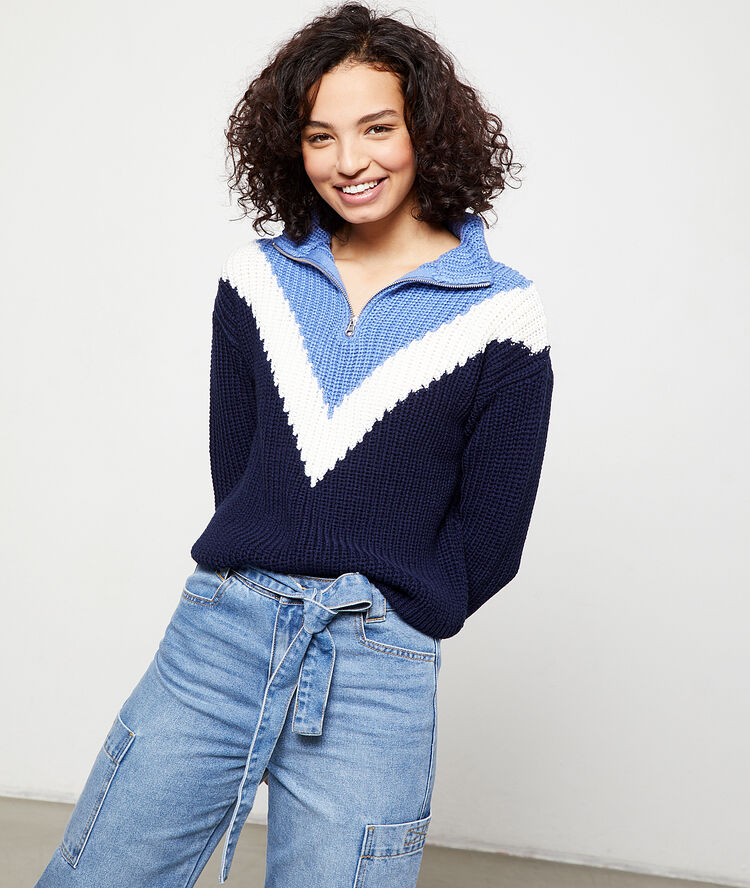 Trucker collar jumper navy.