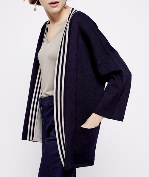 Stripe cardigan navy blue.