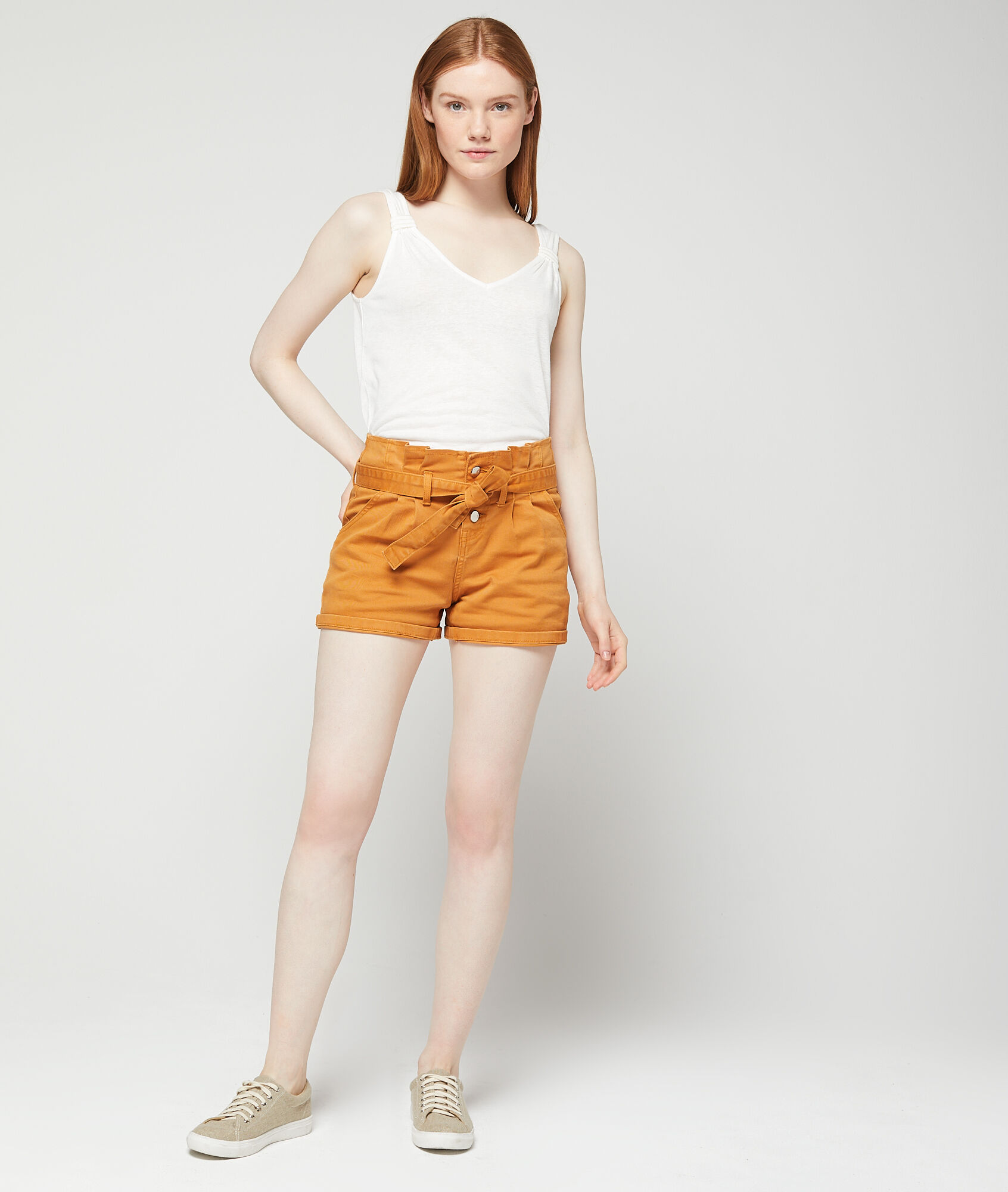 high waisted shorts with tie