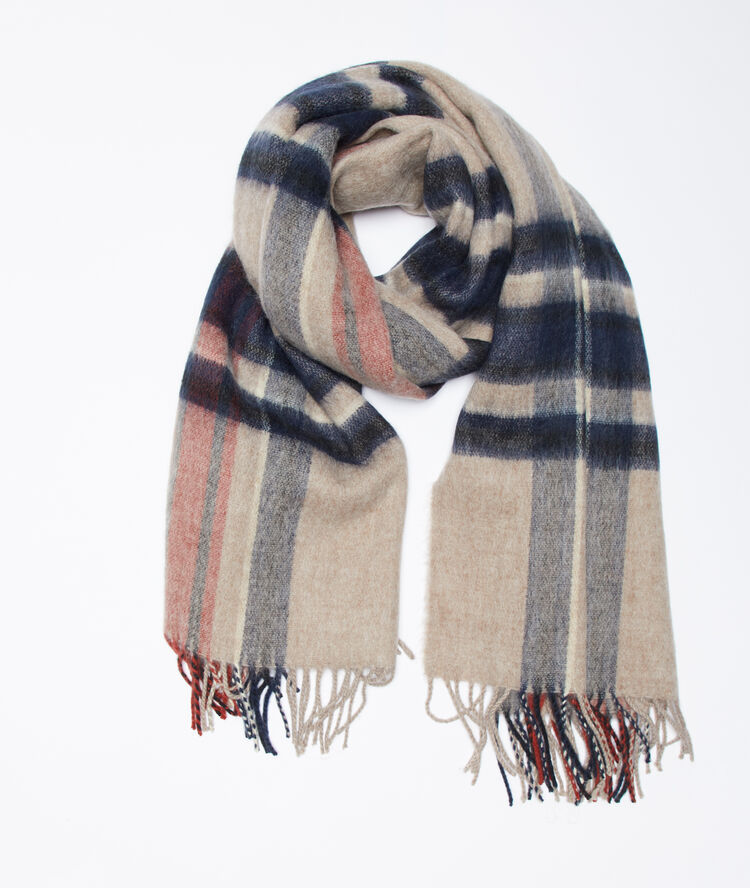 Plaid scarf in check indigo.