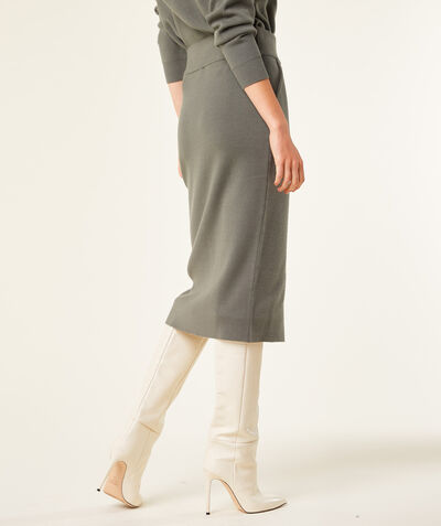 Knit mid-length skirt