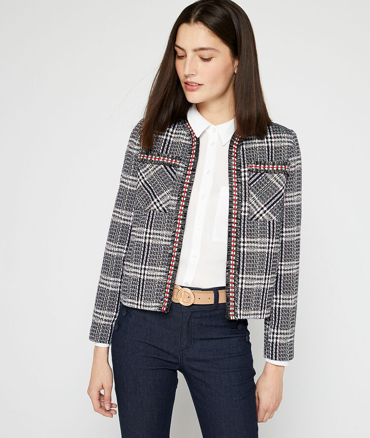 Suit jacket in tweed effect black.