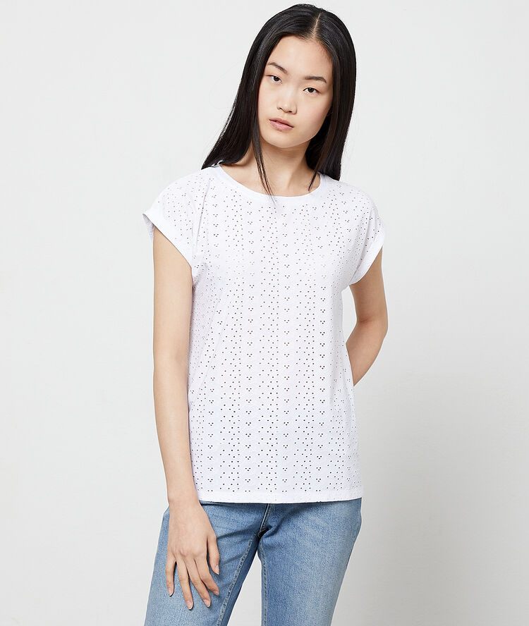 T-shirt in openwork details white.