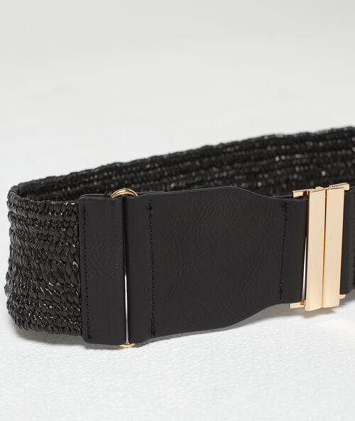 Large plaited belt black.