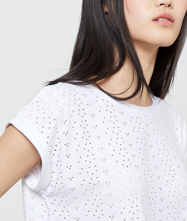 T-shirt in openwork details white.