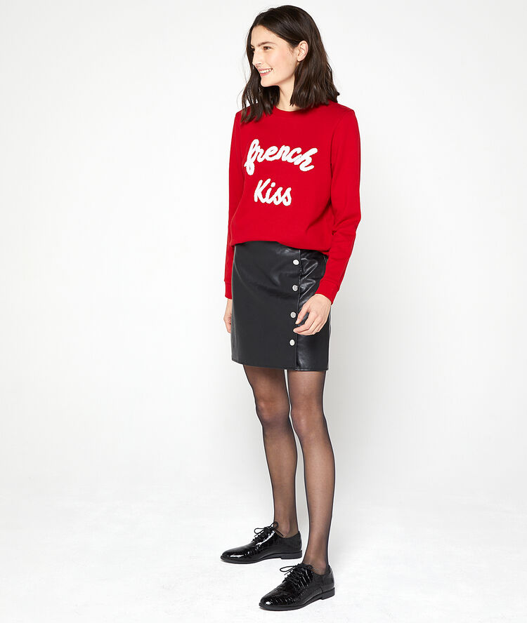 Sweat "french kiss" en coton carmin.