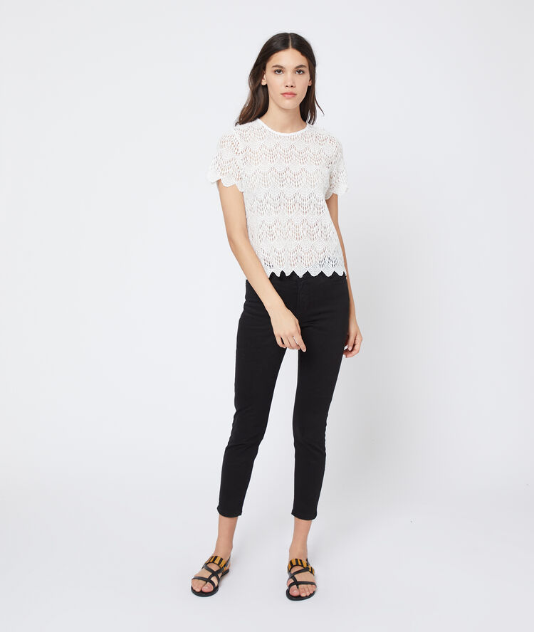 Cotton cropped slim trousers black.