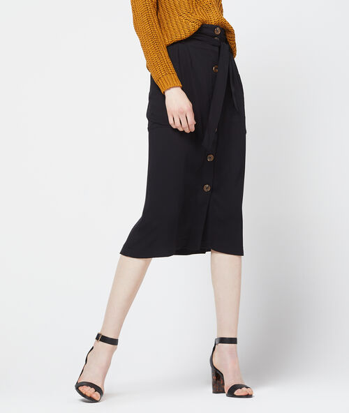 Midi skirt with button detail black.