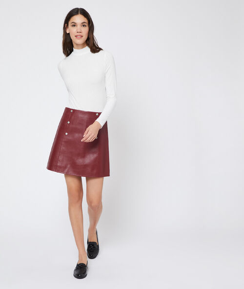 Leather look studded skirt burgandy.