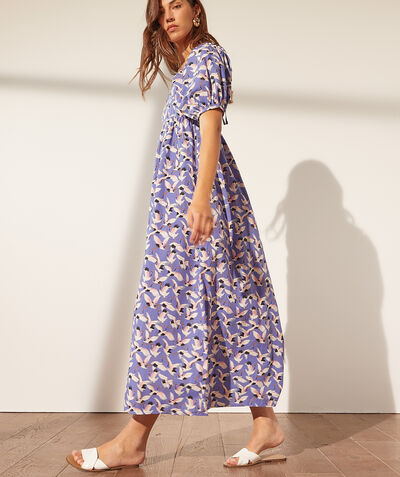 Long print dress with balloon sleeves   