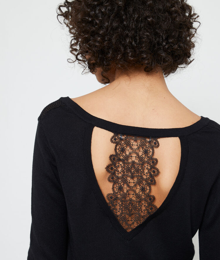 Open back jumper, lace details black.