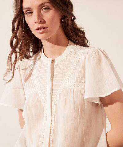 Transparent shirt with ruffle sleeves