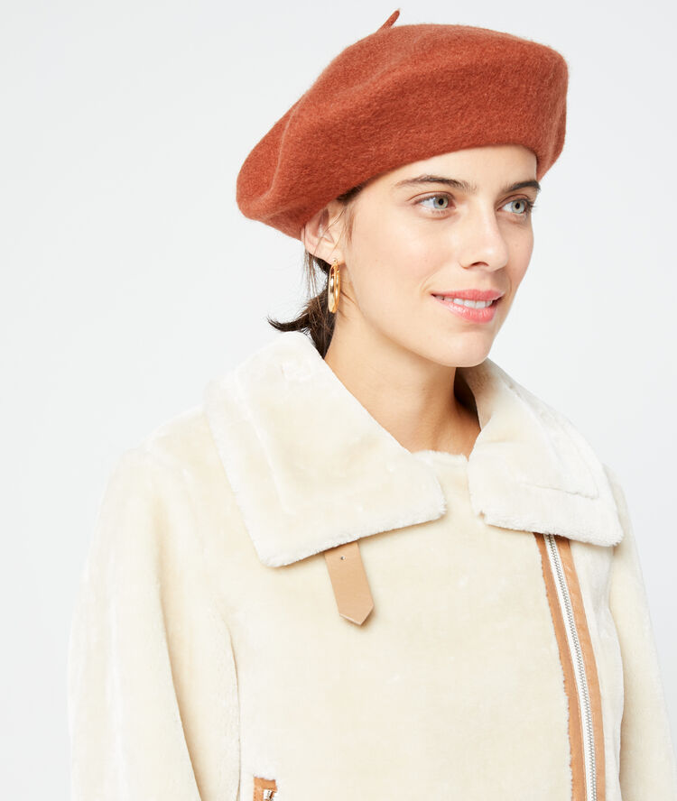 Wool plain beret  rust.